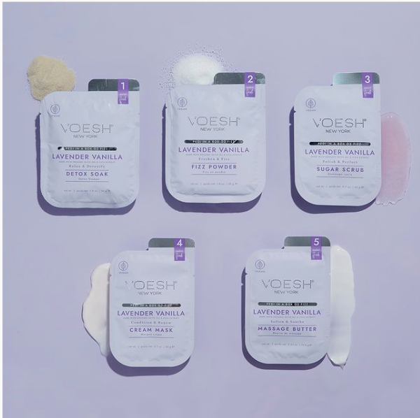 VOESH Lavender Vanilla Pedi In A Box O2 Fizz Pedicure Set 5 Steps.